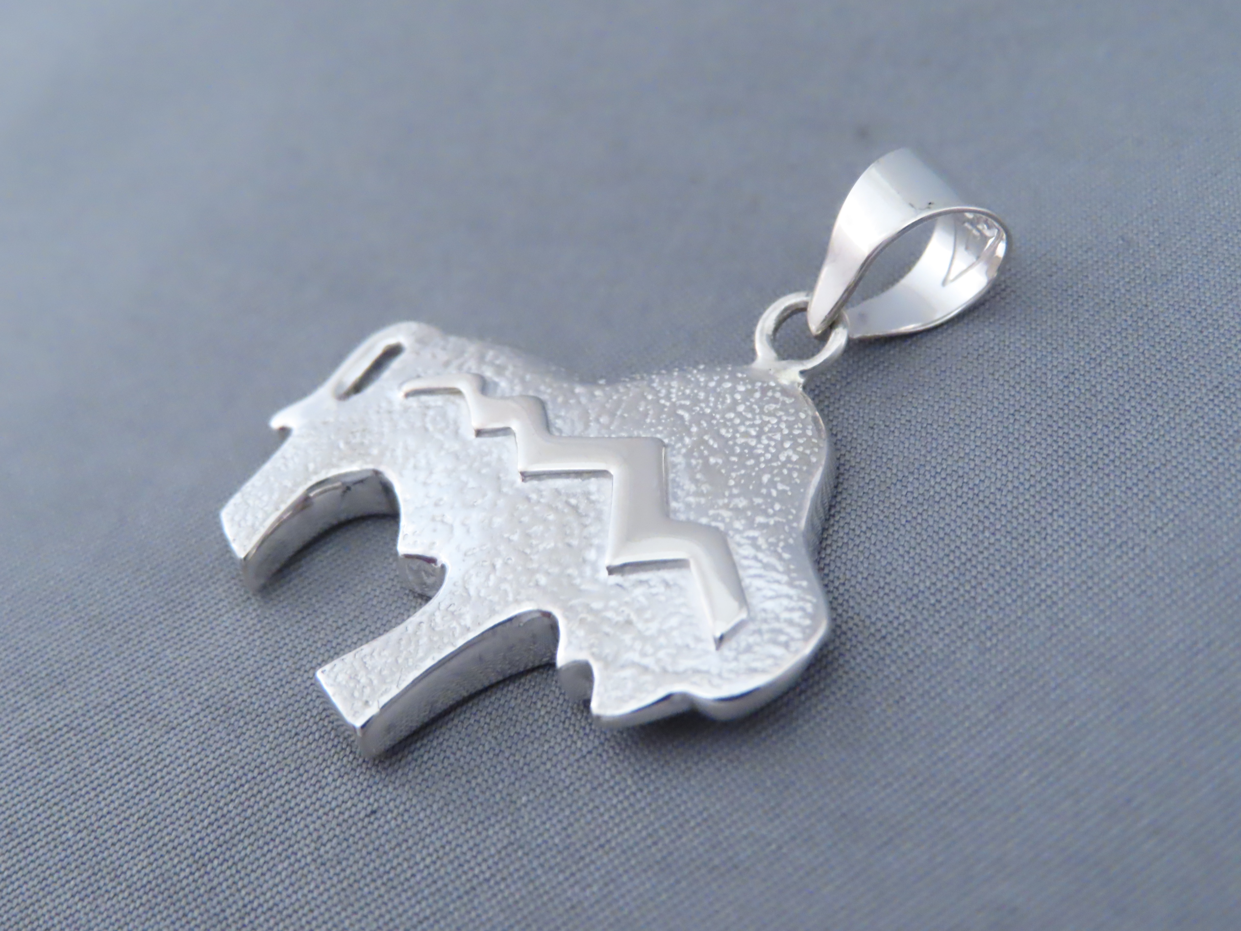 Inlaid Buffalo Pendant with Tetons (Lapis & Opal)