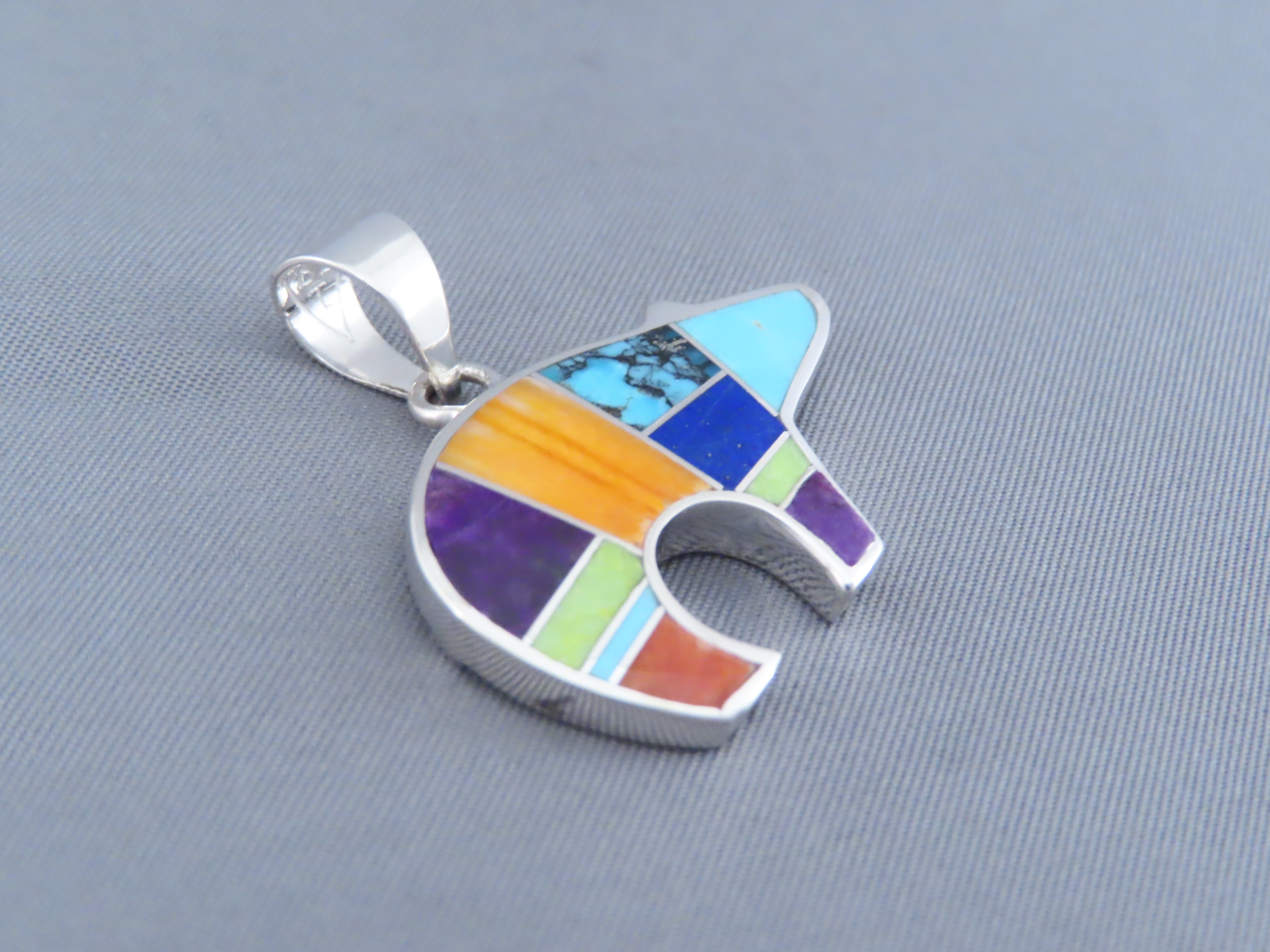 Inlaid Bear Pendant with Tetons (multi-color)