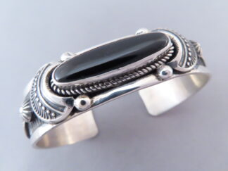 Buy Mens Jewelry - Sterling & Black Onyx Cuff Bracelet by Native Navajo jeweler, Albert Jake FOR SALE $650-