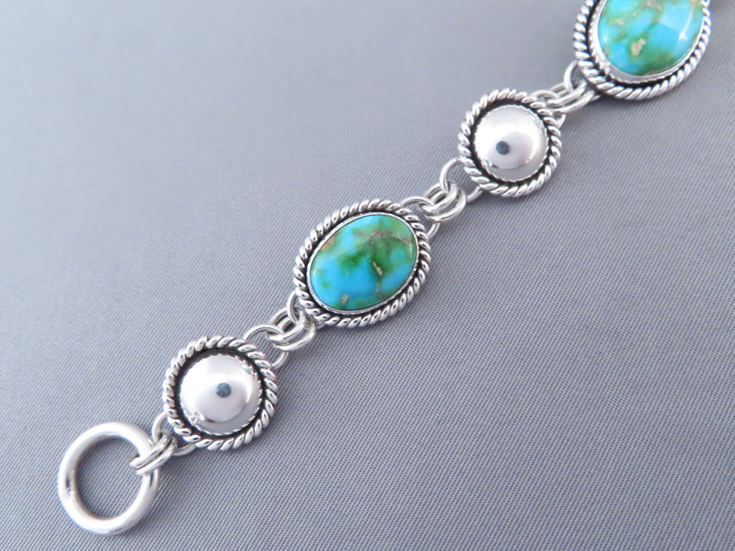 Turquoise Link Bracelet by Artie Yellowhorse (Sonoran Gold)