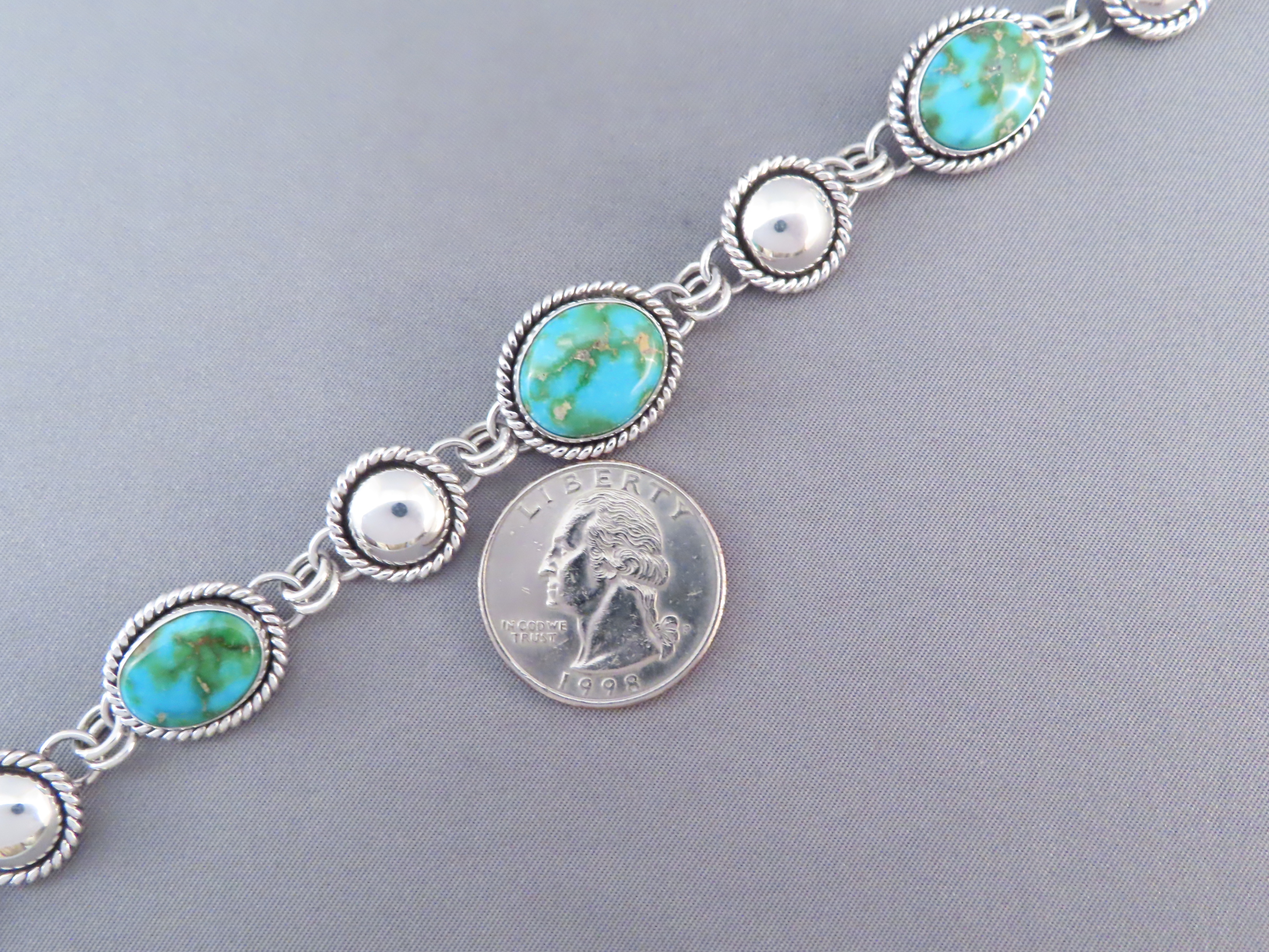 Turquoise Link Bracelet by Artie Yellowhorse (Sonoran Gold)