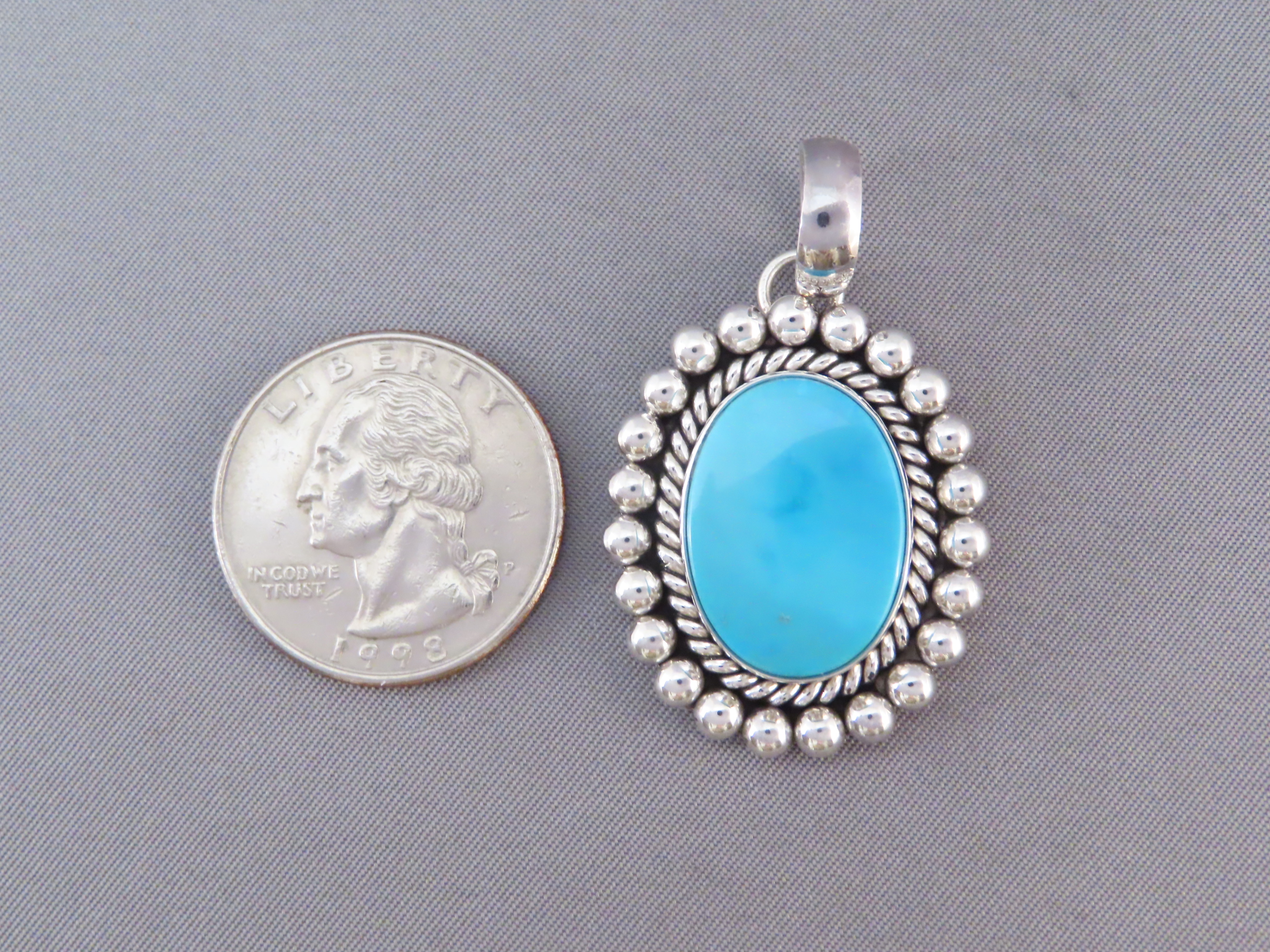 Smaller Turquoise Pendant by Artie Yellowhorse (Kingman)