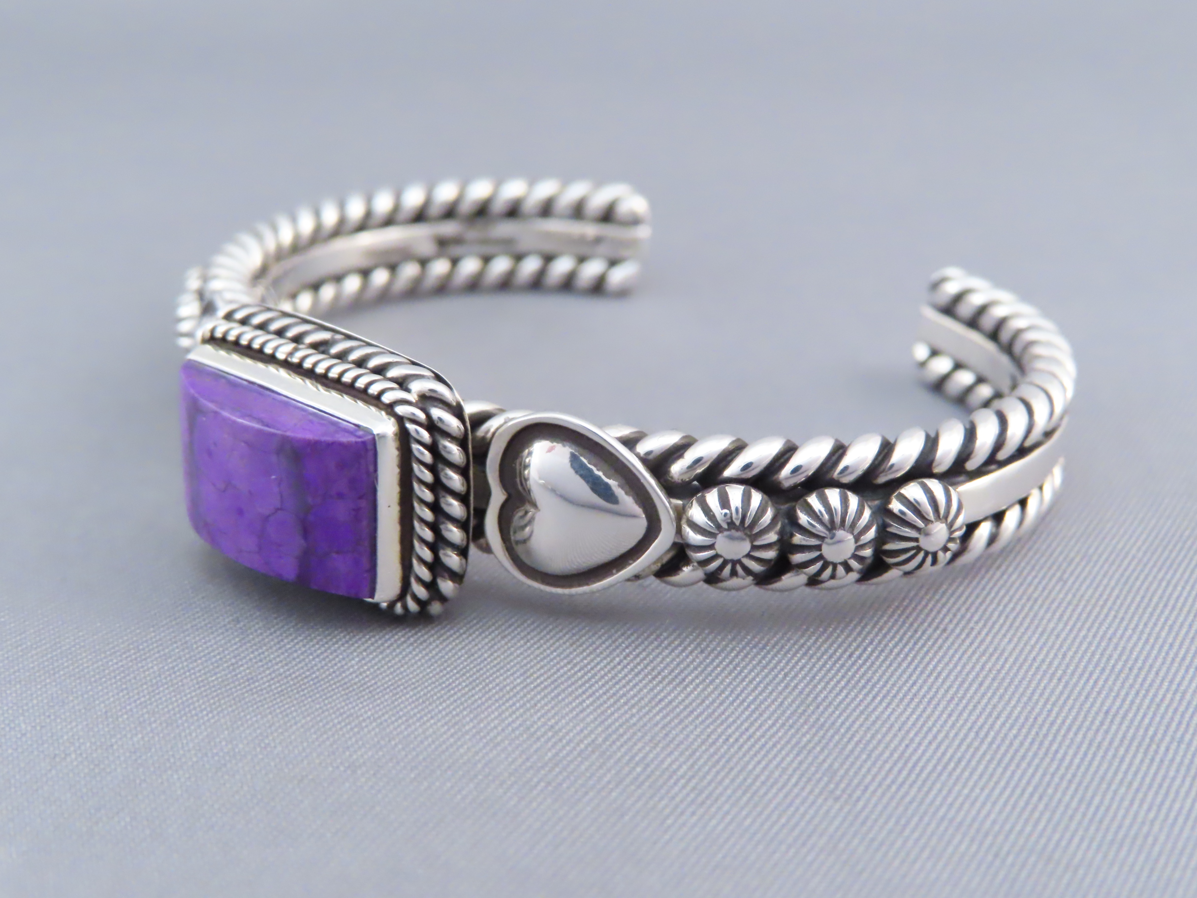 Sugilite & Sterling Silver Cuff Bracelet by Artie Yellowhorse