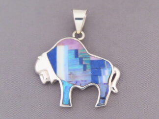 Inlaid Bison Pendant with Tetons