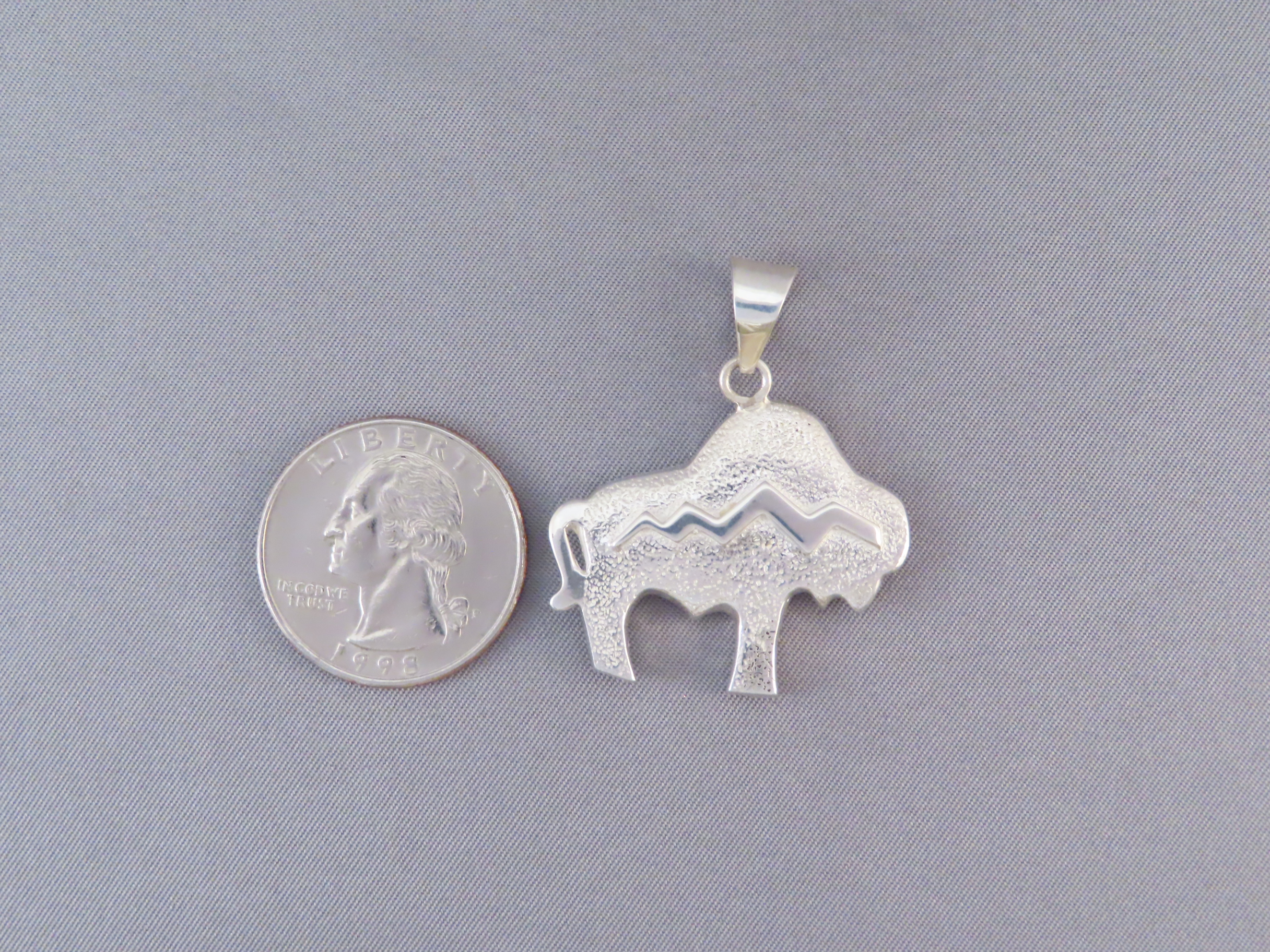 Inlaid Bison Pendant with Tetons