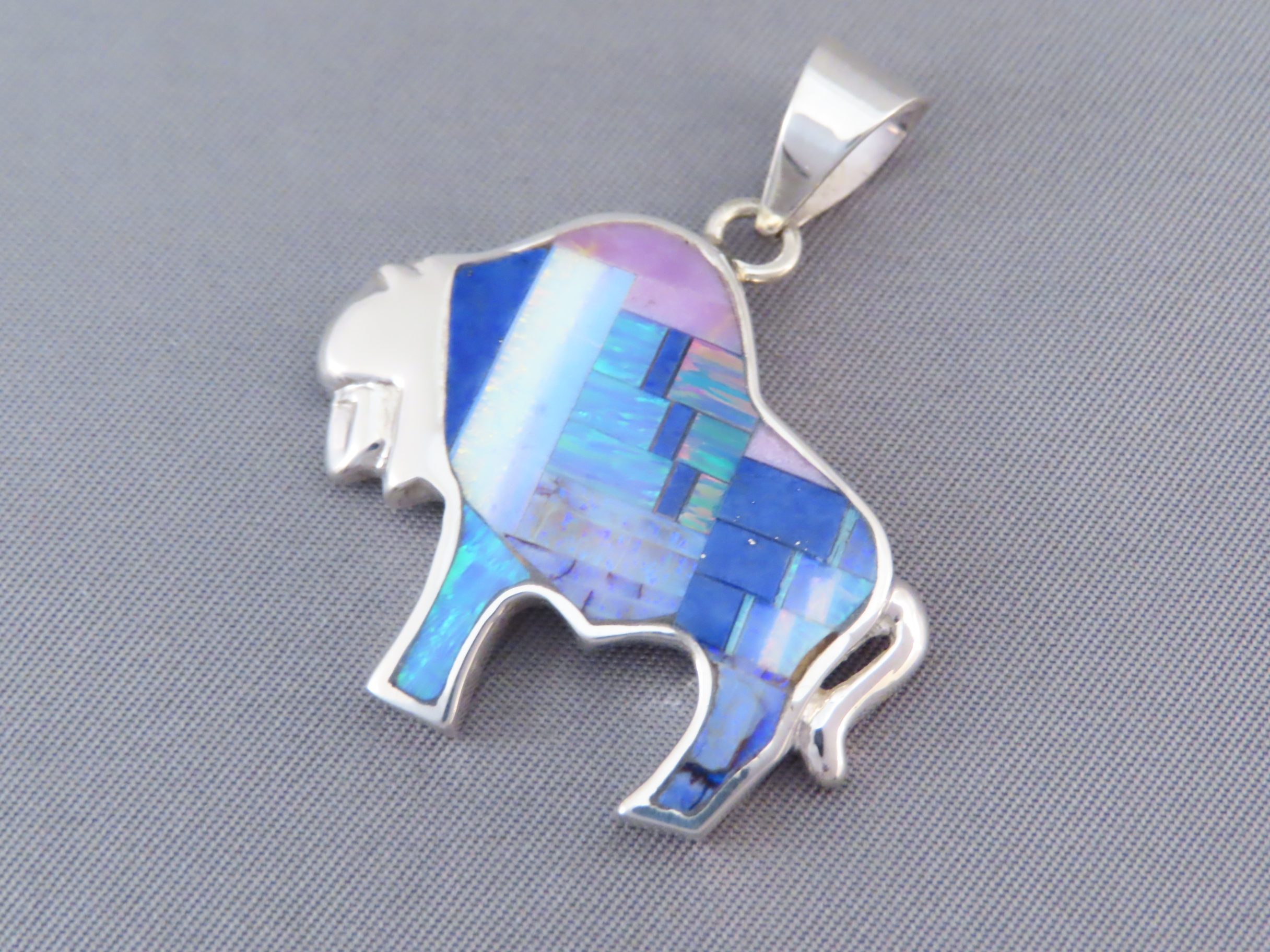 Inlaid Bison Pendant with Tetons