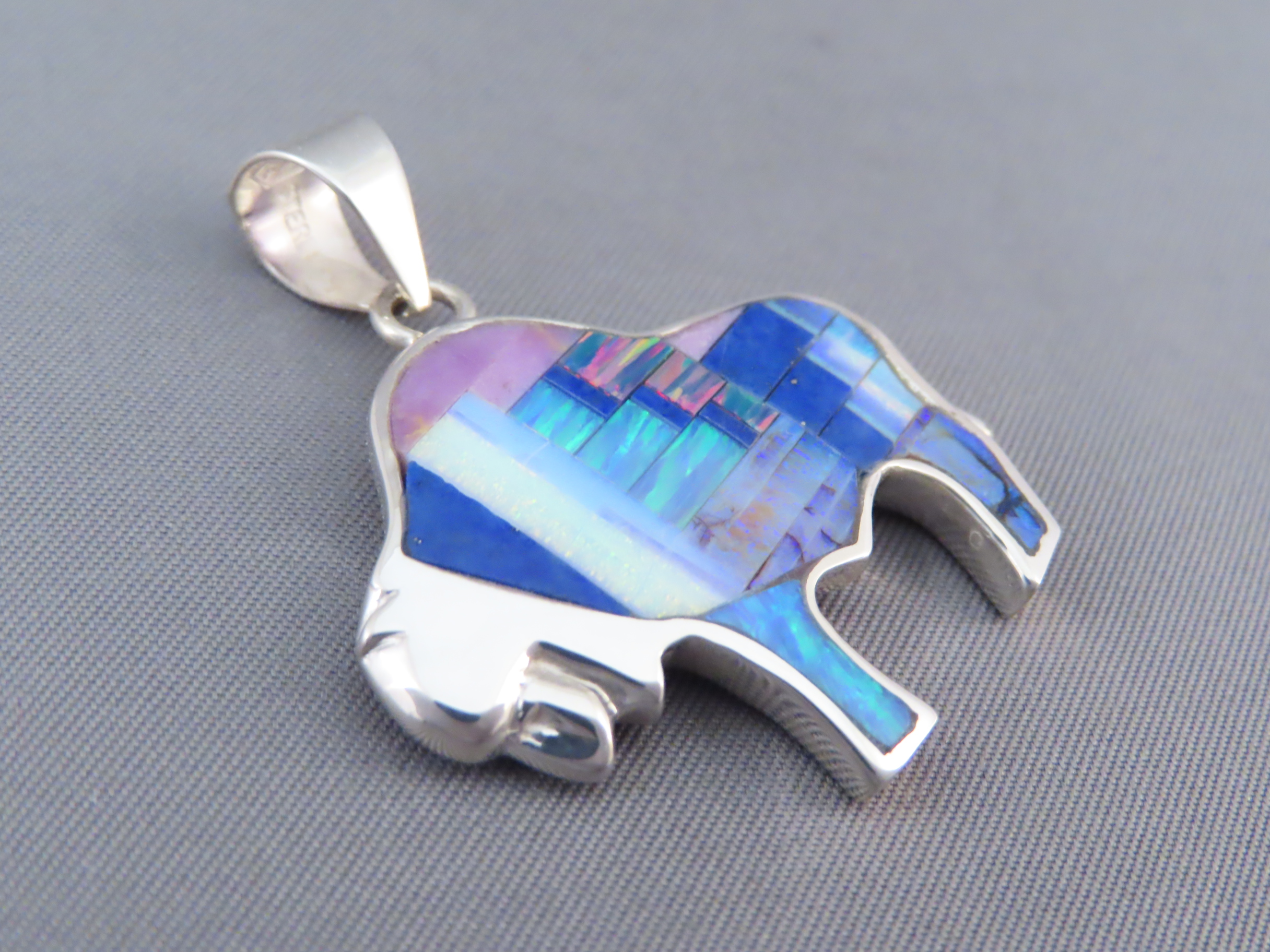 Inlaid Bison Pendant with Tetons